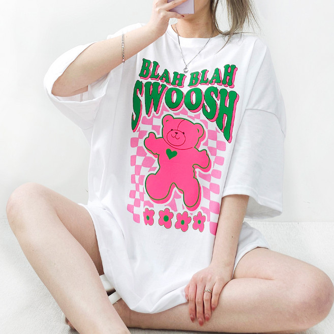 스위트핑크 여성용 통기성 스우시 빅사이즈 반팔티