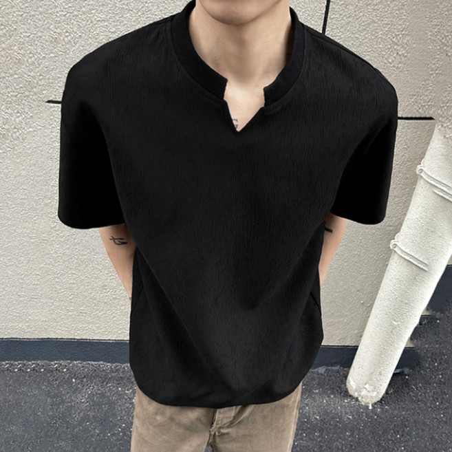 인피어스 남성용 얇은 브이넥 반팔 티셔츠 I263-161