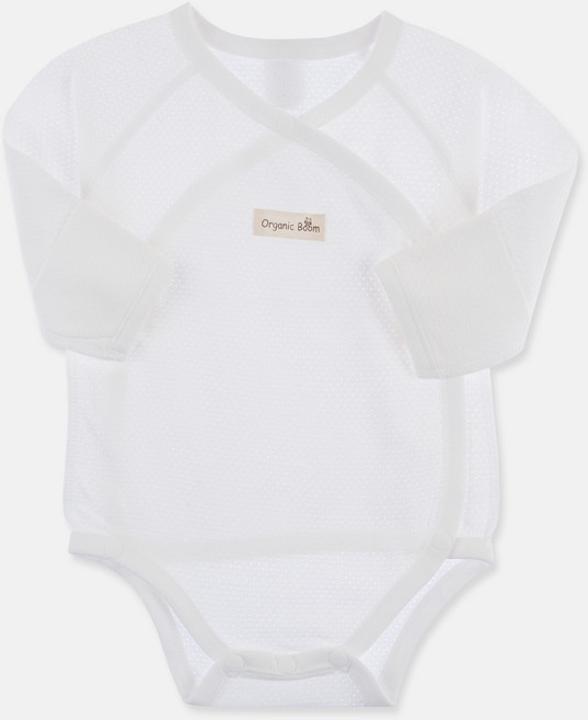 오가닉붐 유아용 통기성 매쉬 자카드 스냅 배냇 긴소매 바디슈트