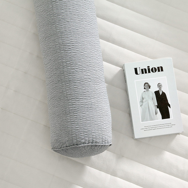 우리앤데코 시어서커 원형 롱쿠션커버, 그레이