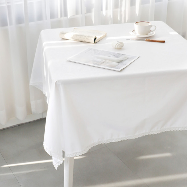 까사베르데 코아 레이스 방수 식탁보, 화이트, 1개, S(90 x 90 cm)