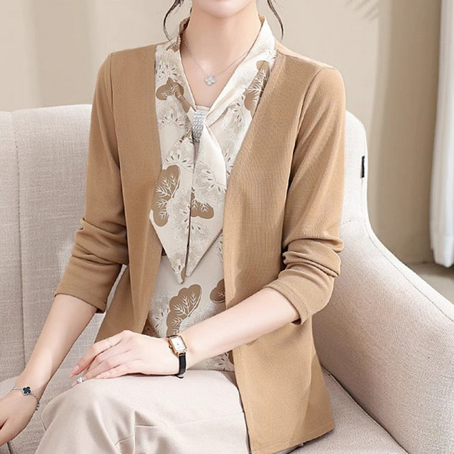 아뗄릭 빅사이즈 엘로이나 플로럴 가디건 일체형 블라우스 10674