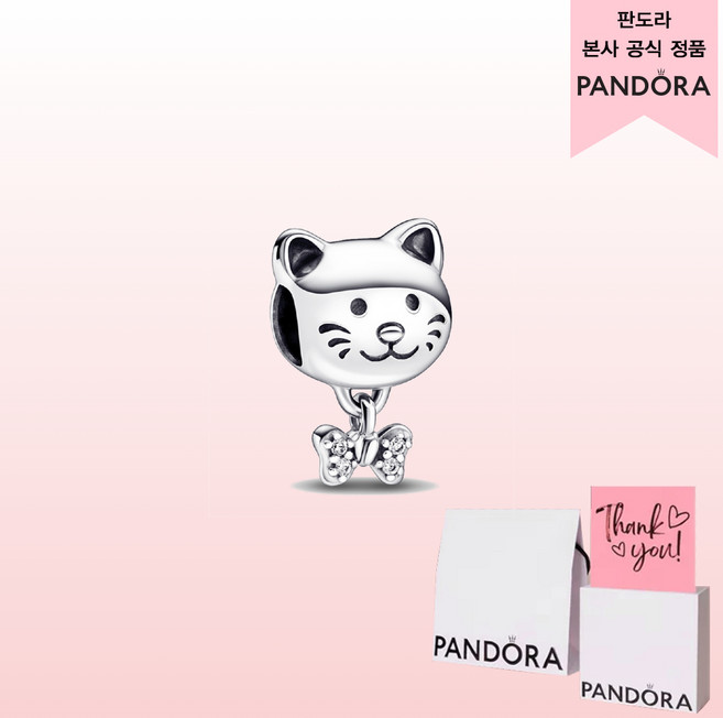 PANDORA 潘多拉 女款 寵物貓咪 & 蝴蝶結串飾 792255C01