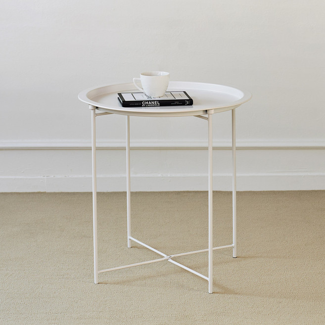룸앤홈 아이언 폴딩 사이드 테이블, 화이트