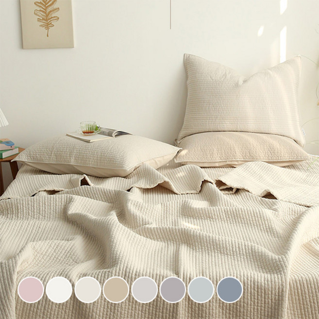 아망떼 타임리스 2 줄누비 피그먼트 이불 패드, 소이밀크