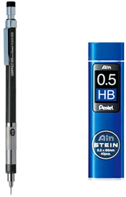 Pentel 飛龍文具 Graphlet 自動鉛筆 PG505-AD + Ain Stein 自動鉛筆芯 HB 套組, 0.5mm, 1組