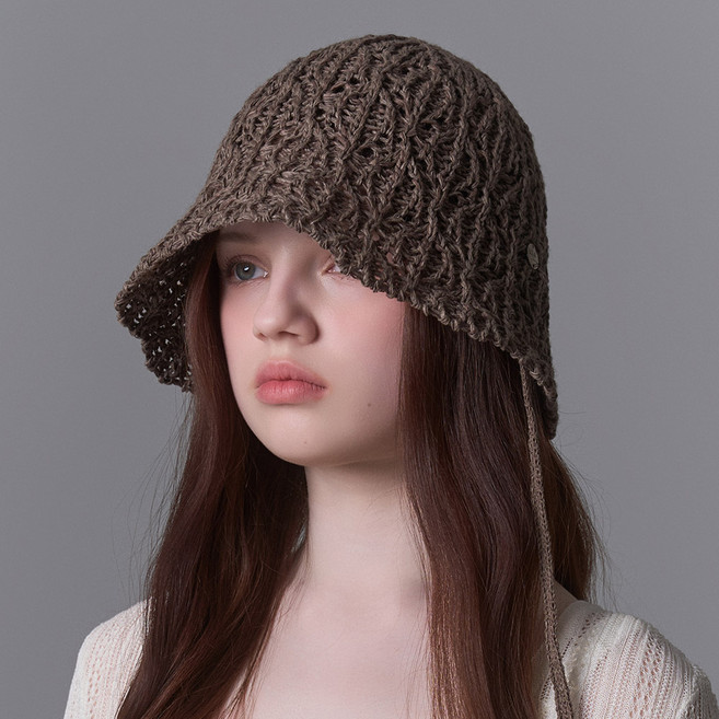 화이트샌즈 플로랄 물결 한지사 에어리 버킷햇 에데사