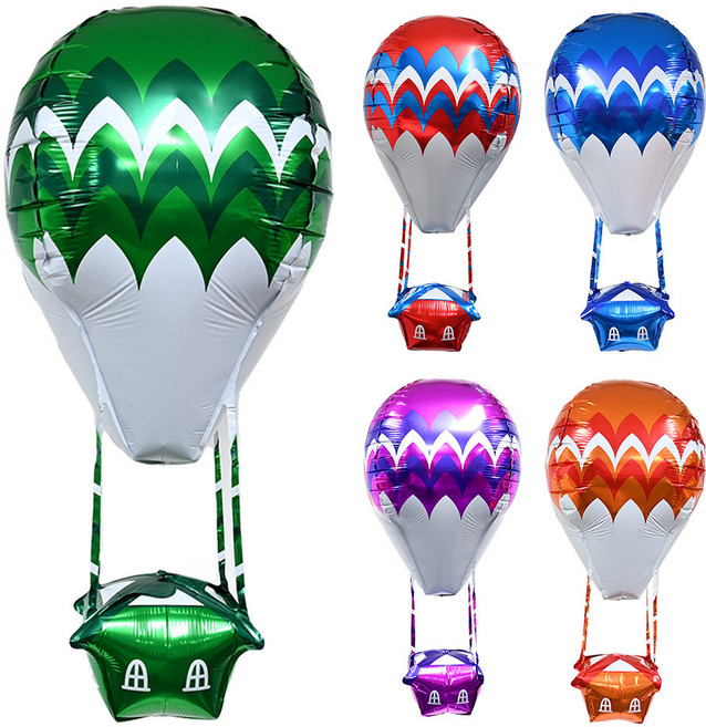 파티클럽 열기구 웨이브 호일 풍선 5종 세트, 블루, 오렌지, 그린, 퍼플, 레드, 1세트