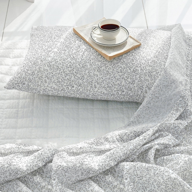 스코홈 국산 눈꽃 냉감 시어서커 베개커버 솜포함, 스노우화이트, 1개