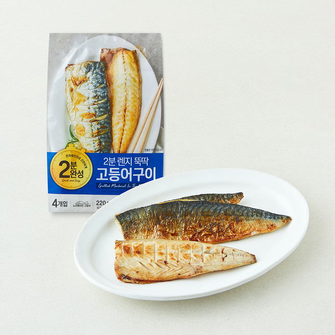팜앤푸드 2분 렌지 뚝딱 고등어 4마리 구이 (냉동), 1개, 220g