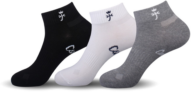 까스텔바작 논쿠션 단목 양말 3족 세트 CSM-14, 그레이 + 블랙 + 화이트, 1세트