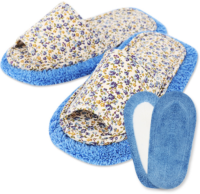 라이펀 극세사 청소 실내화 알장미 블루 + 리필 1족 세트, 1세트