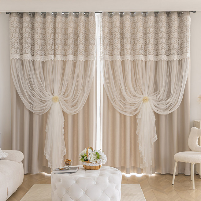 지나송 로망 아일렛 이중 암막커튼 봉 5p