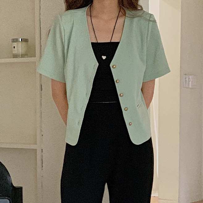 미니멀프로젝트 여성용 아민 썸머 베이직 싱글버튼 반팔자켓