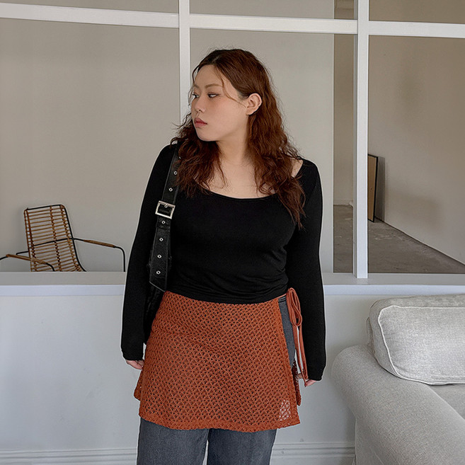 이블렛 여성용 델리보 스퀘어넥 슬림 티셔츠