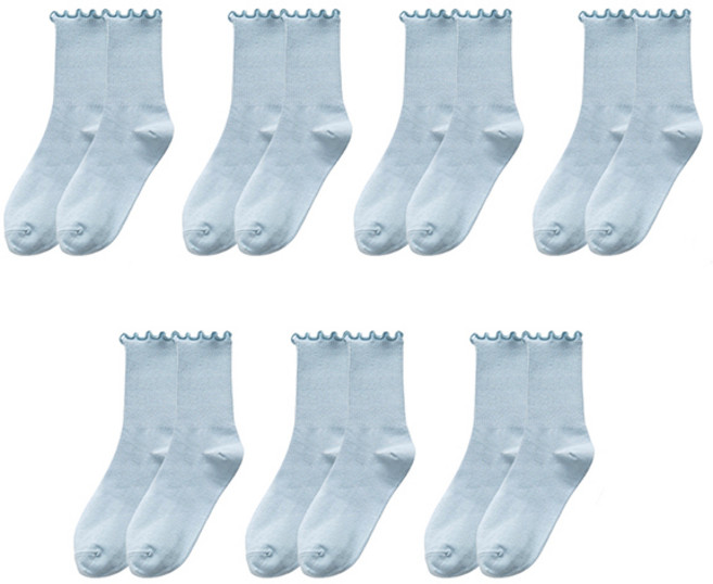 조이멀티 파스텔 무압박 임산부 양말 스카이블루 7p 세트, 1세트