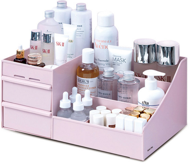 마켓플랜 서랍형 3단 코스메틱 보관정리대, 핑크, 1개