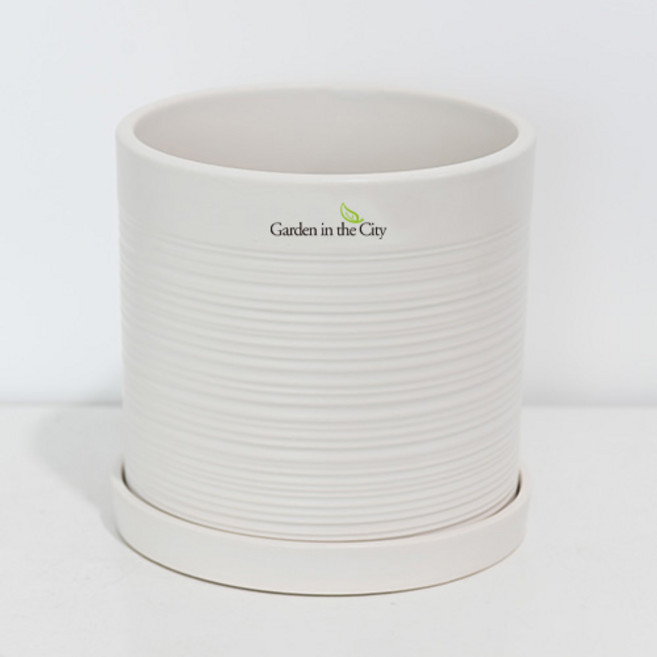 도시정원 파스텔 도자기 베이직 화분 받침세트, 화이트, 1세트
