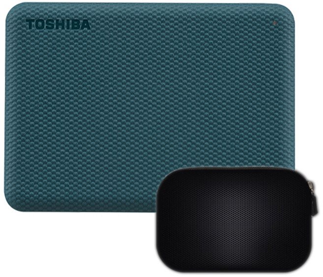 도시바 칸비오 어드밴스 2세대 외장하드 DTCA10 + 파우치, 1TB, 에메랄드 그린(외장하드)