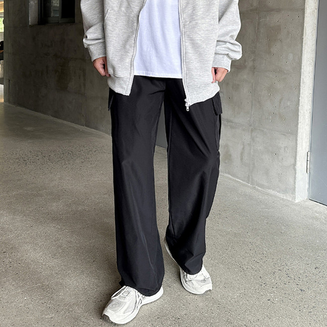 머시따 남녀공용 Y2K 카고 스트링 와이드 팬츠