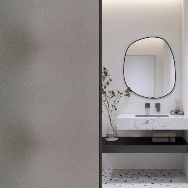 ROI라이프 반투명 무광 창문 시트지 PVC 정전기식, 그레이 무광