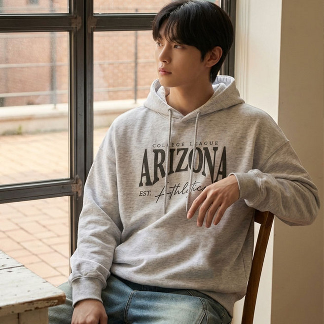 에어플레인 남녀공용 Arizona1985 주머니 없는 특양면 오버핏 후드티