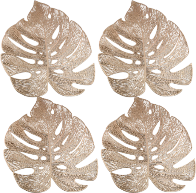 키친어썸 나뭇잎 테이블매트 4p, 골드, 43 x 30cm, 4개