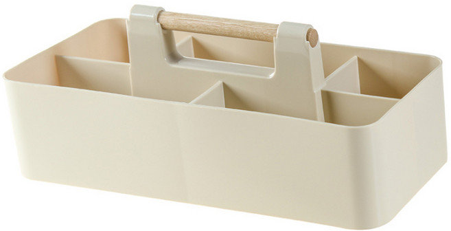 다소 우드핸들 수납바구니, 베이지, 1개
