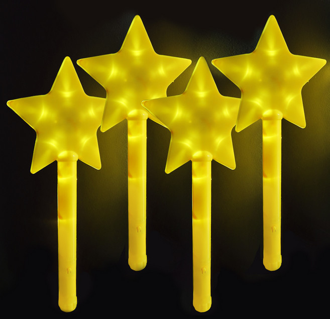 바에이비오 LED 대형 별 응원봉 콘서트 스타 야광봉, 옐로우, 4개
