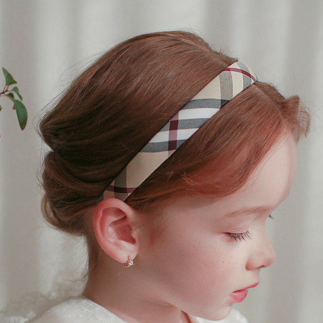 럭키밤비네 여아용 비비체크 헤어밴드 2cm