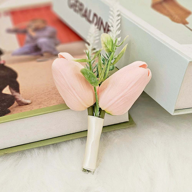 이플린 셀프웨딩 조화 부토니에, 핑크, 1개