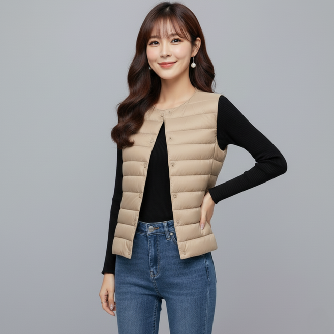 Marketpia 女款冬季簡約輕量羽絨背心