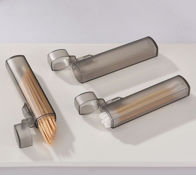 굿무드 휴대용 다용도 치간칫솔 이쑤시개 면봉 케이스, 6개, 투명그레이