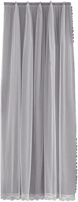 浪漫柔情雙層網紗遮光魔鬼氈窗簾, 灰色