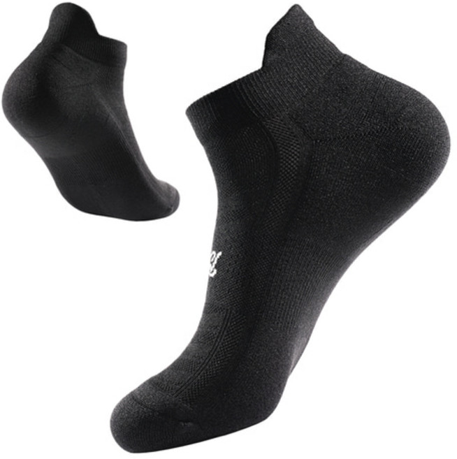 브로니스 런닝 쿠션 기능성 스포츠 무봉제 삭스, 심플 블랙 R2, 1개