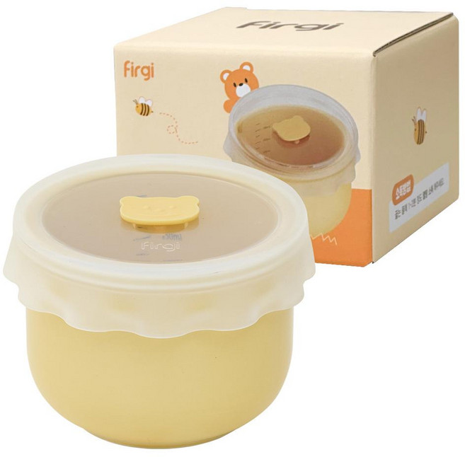 Firgi 蜜罐陶瓷副食品密封保鮮盒組, 1組, 250ml, 黃油黃