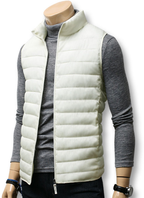 블루포스 남성용 벵라인 하이넥 경량 패딩 조끼