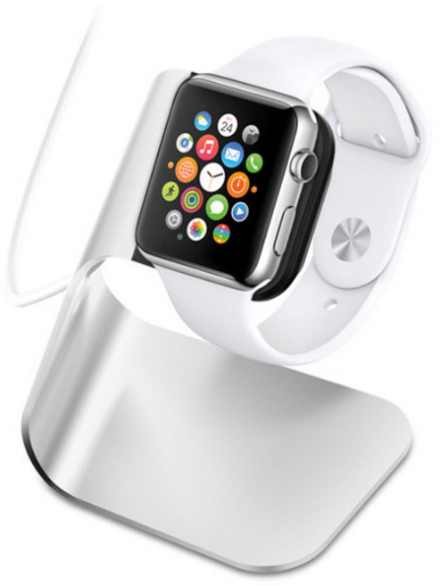 루아러블 애플워치 스틸 메탈 충전독 거치대, 실버, 1개