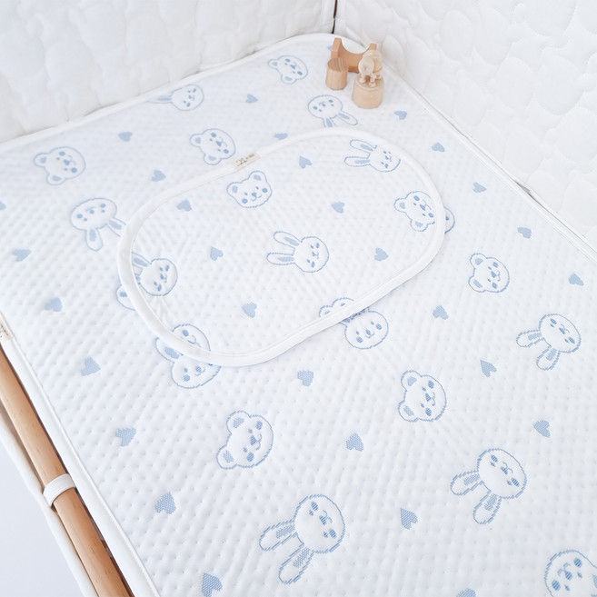 아이레빗 유아용 아이스론 양면 쿨매트 스토케슬리피 호환, 블루토끼, 1개