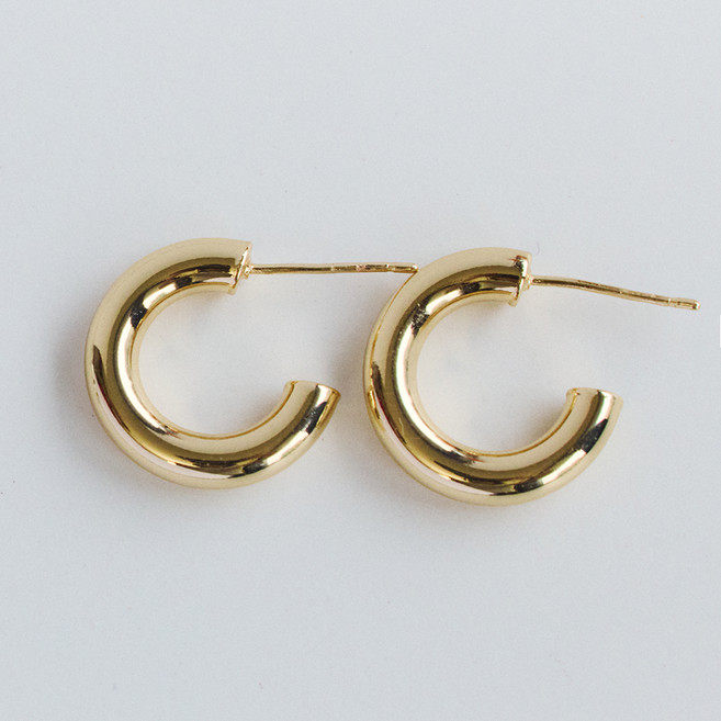 ENCLAIR 女款 18k包金 極簡圓環耳環 12 x 15 mm