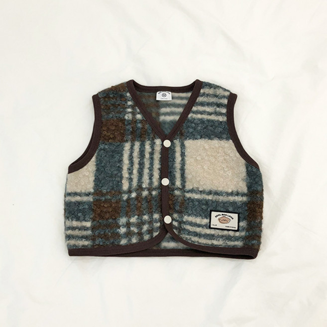 Ddolmuruk 兒童雅痞格紋絨毛背心