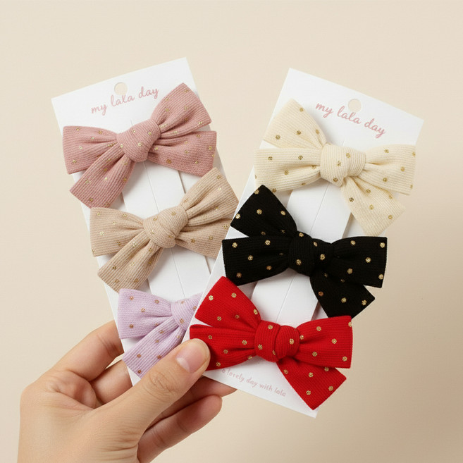 키즈데이 벨벳도트 집게핀 6종 세트