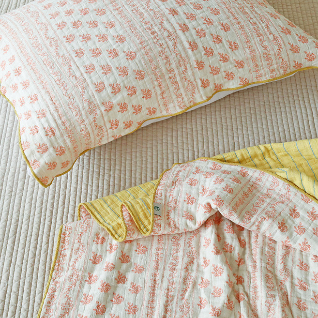 누블 4중 거즈 에스닉 스트라이프 양면사용 사계절 블랭킷 담요