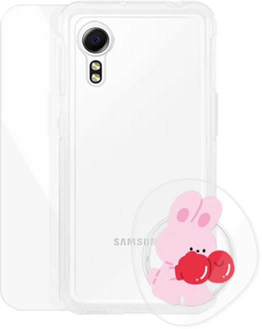 바니몽 아크릴 챠밍톡 + 클리어 젤리 휴대폰 케이스 + 강화유리 액정보호필름 세트2