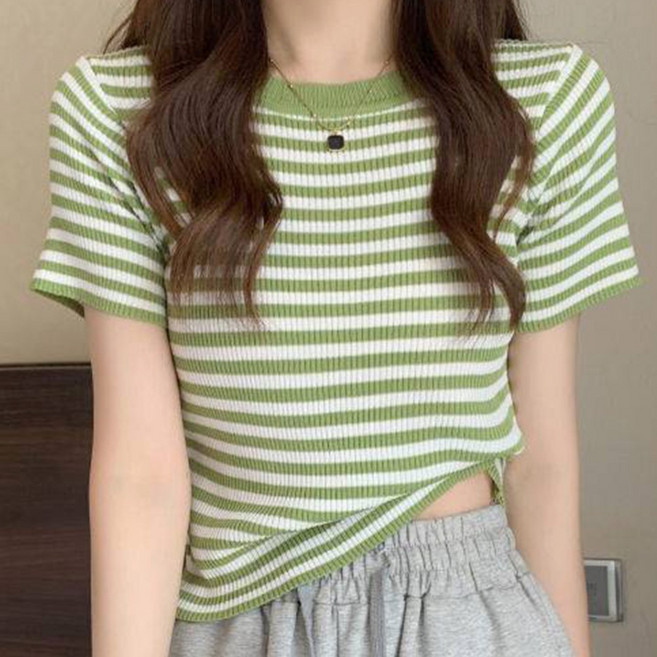 TANIZ 女款 Dana 橫條紋 羅紋 短袖 T恤