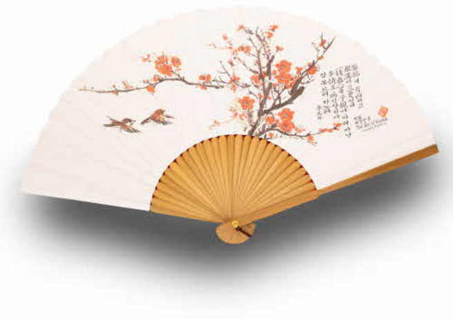하마공방 한지부채 대, 매화, 1개
