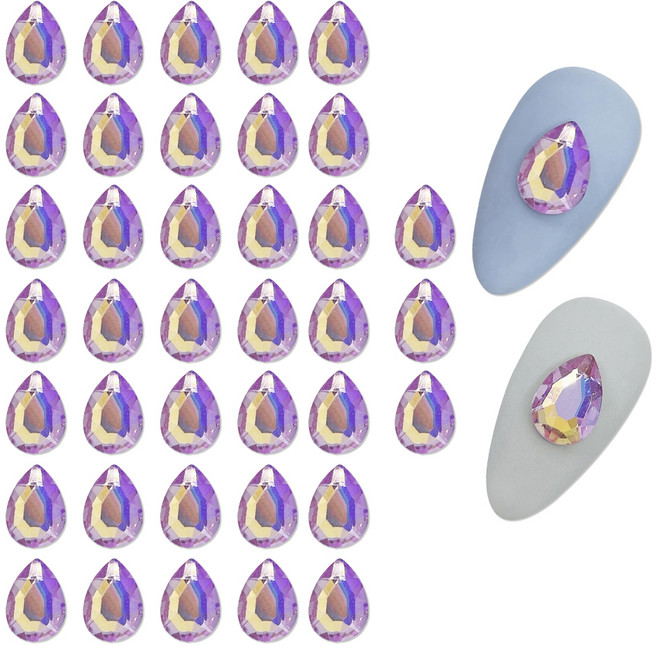 메이브라운 대용량 물방울스톤 네일파츠 7x10mm 40p, 오로라핑크, 1개