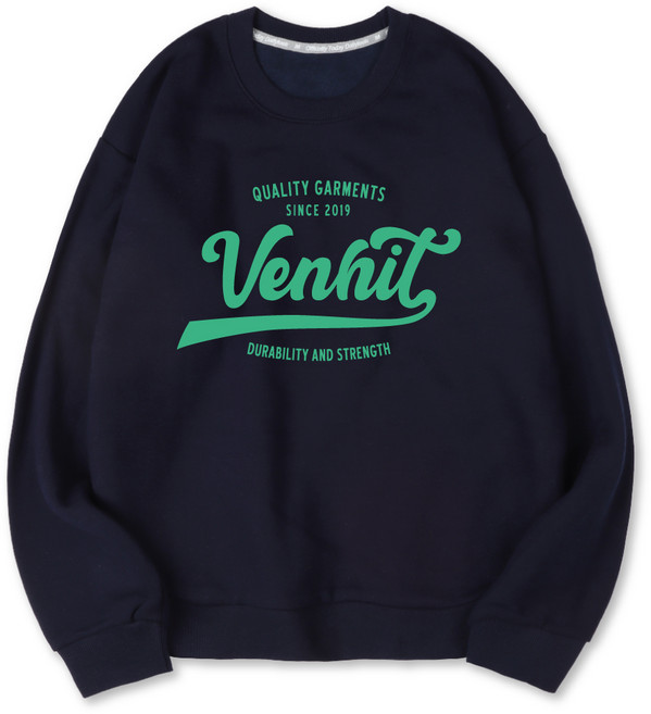 VENHIT 校園logo半寬鬆版型特殊雙面布料大尺碼大學T