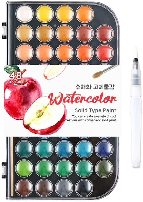 다다 수채화 고체 팔레트 물감 Black, 48색