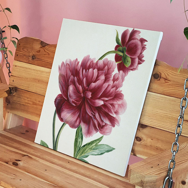 꾸밈 캔버스액자 부귀의 그림 ac976, 모란꽃